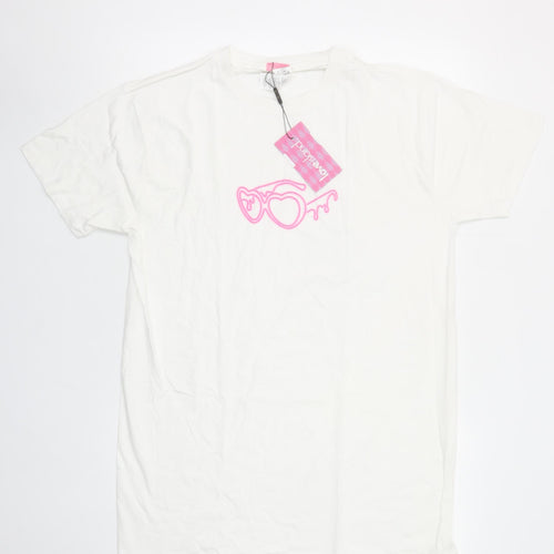 I Saw It First Women White Love Island Cotton T-Shirt Size S