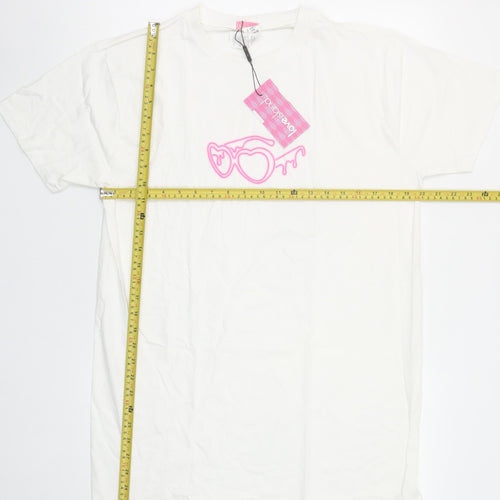I Saw It First Women White Love Island Cotton T-Shirt Size S