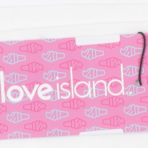 I Saw It First Women White Love Island Cotton T-Shirt Size S