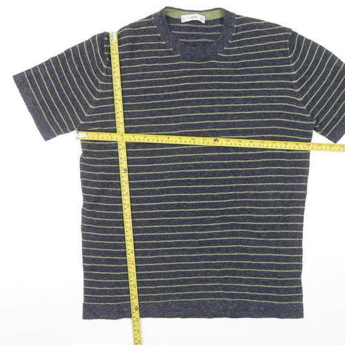 Mango Women’s Blue Striped Short Sleeve Cotton Blend T-Shirt Size 12