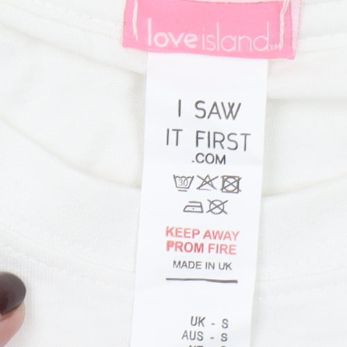 I Saw It First Women’s White Cotton Love Island T-Shirt Size S