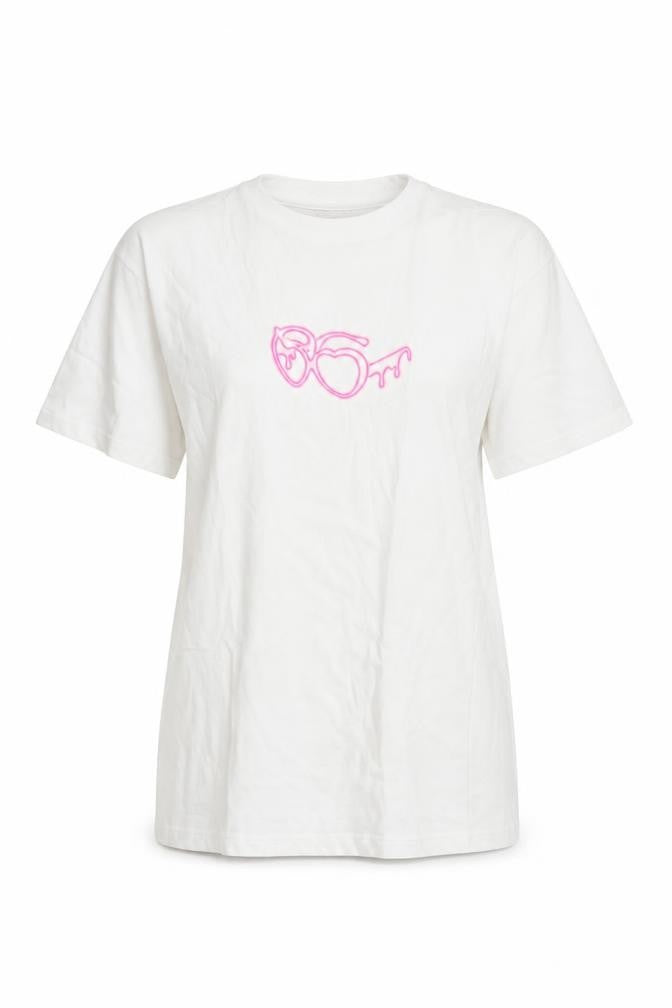 I Saw It First Women White Love Island Cotton T-Shirt Size S