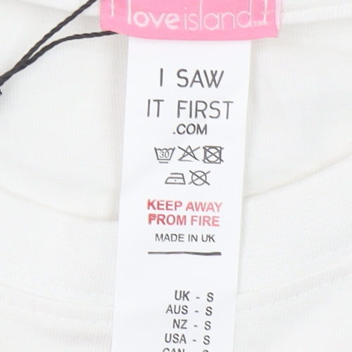 I Saw It First Women’s White Love Island Graphic Cotton T-Shirt Size S