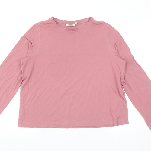 Weekday Women’s Pink Long Sleeve Basic Cotton Stretch T-Shirt Size M