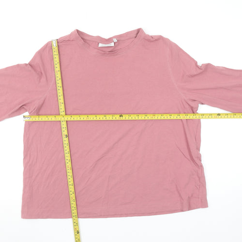 Weekday Women’s Pink Long Sleeve Basic Cotton Stretch T-Shirt Size M