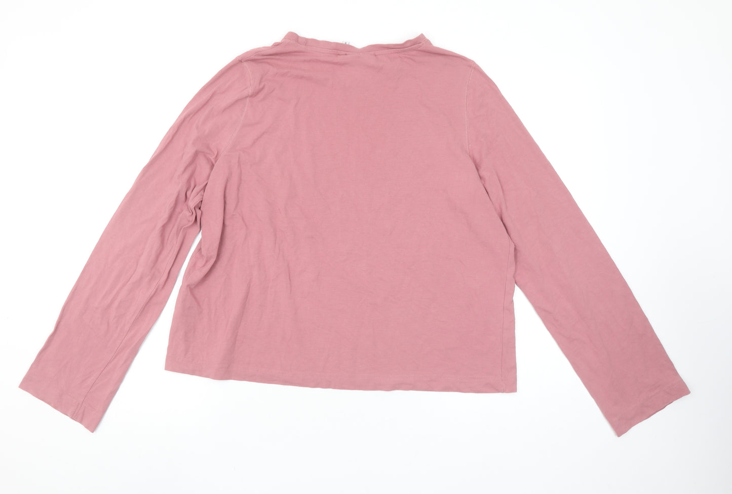 Weekday Women’s Pink Long Sleeve Basic Cotton Stretch T-Shirt Size M