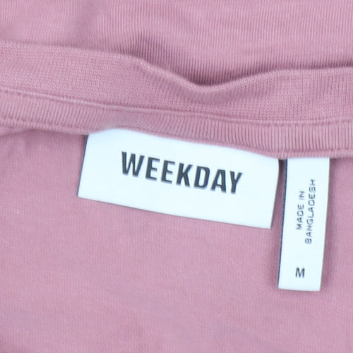 Weekday Women’s Pink Long Sleeve Basic Cotton Stretch T-Shirt Size M