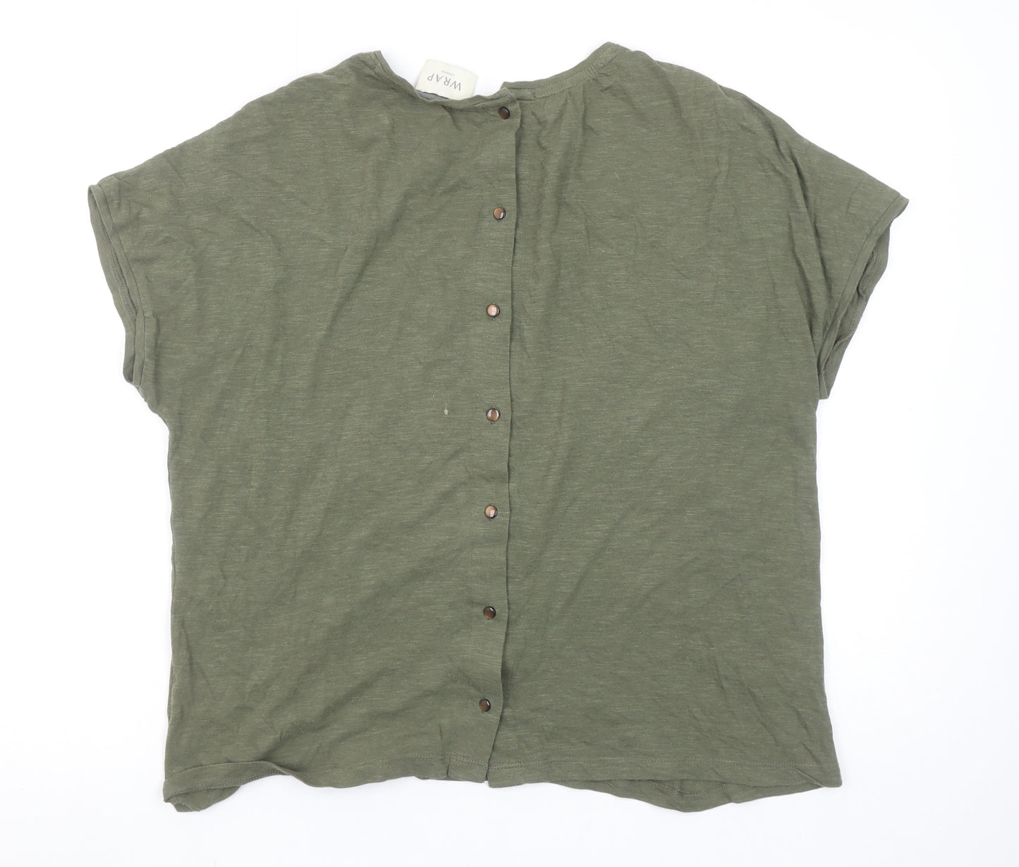 Wrap London Women's Green Cotton Modal Embroidered T-Shirt UK 14