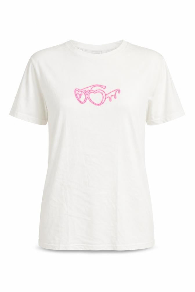 Love Island Women’s White Cotton T-Shirt Size S Crew Neck Short Sleeve