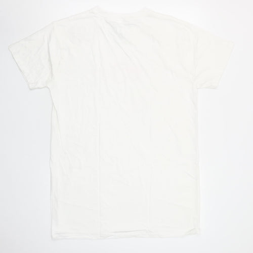 Love Island Women’s White Cotton T-Shirt Size S Crew Neck Short Sleeve