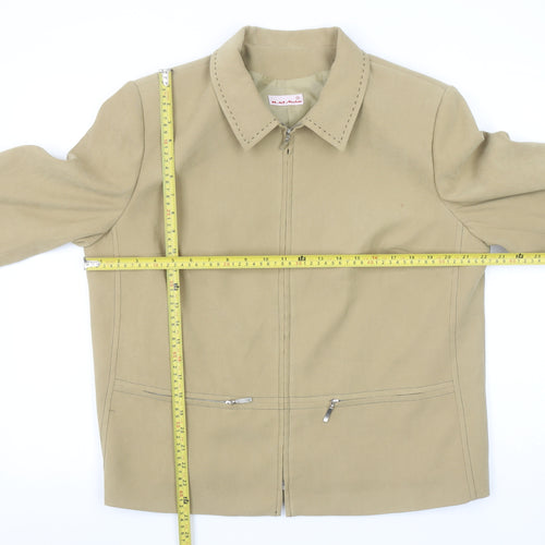 M-47 Modas Women Beige L Basic Zip-Up Jacket