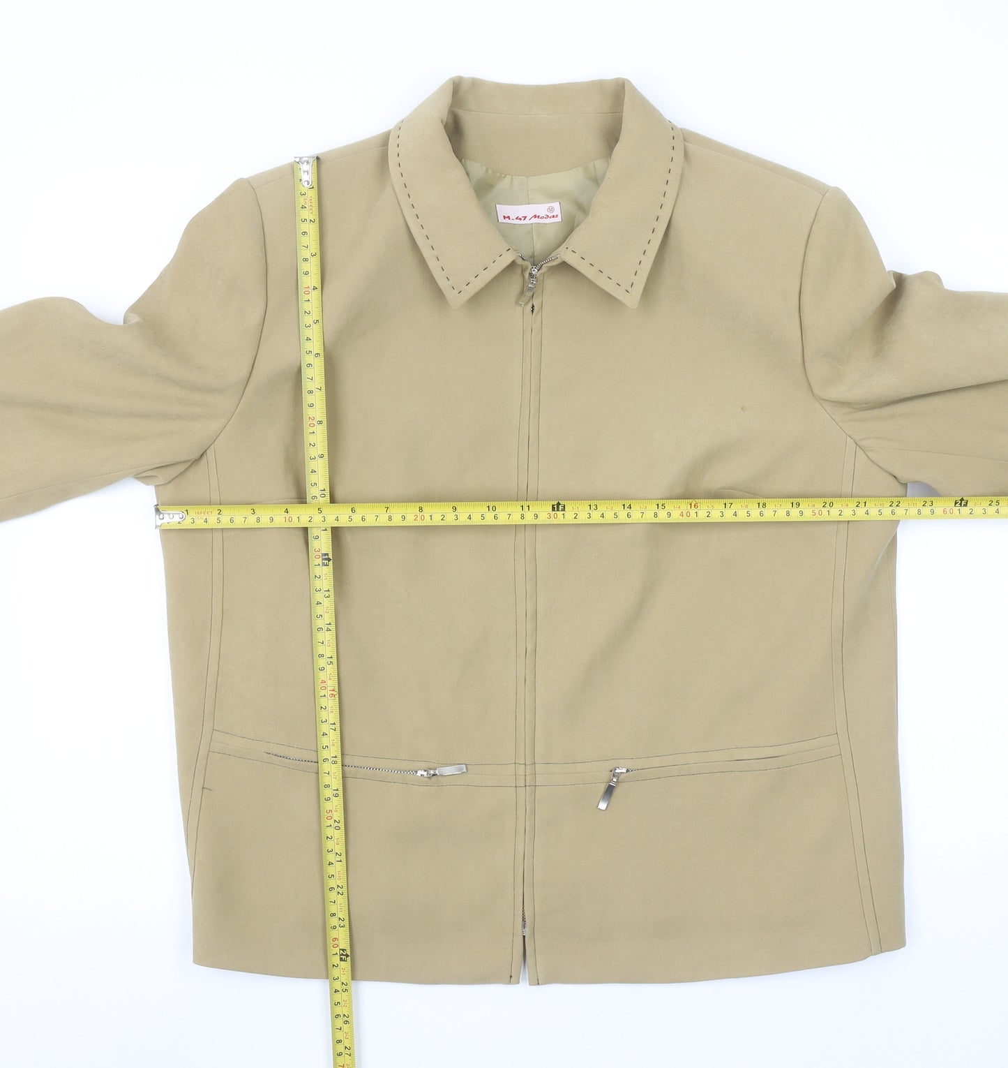 M-47 Modas Women Beige L Basic Zip-Up Jacket