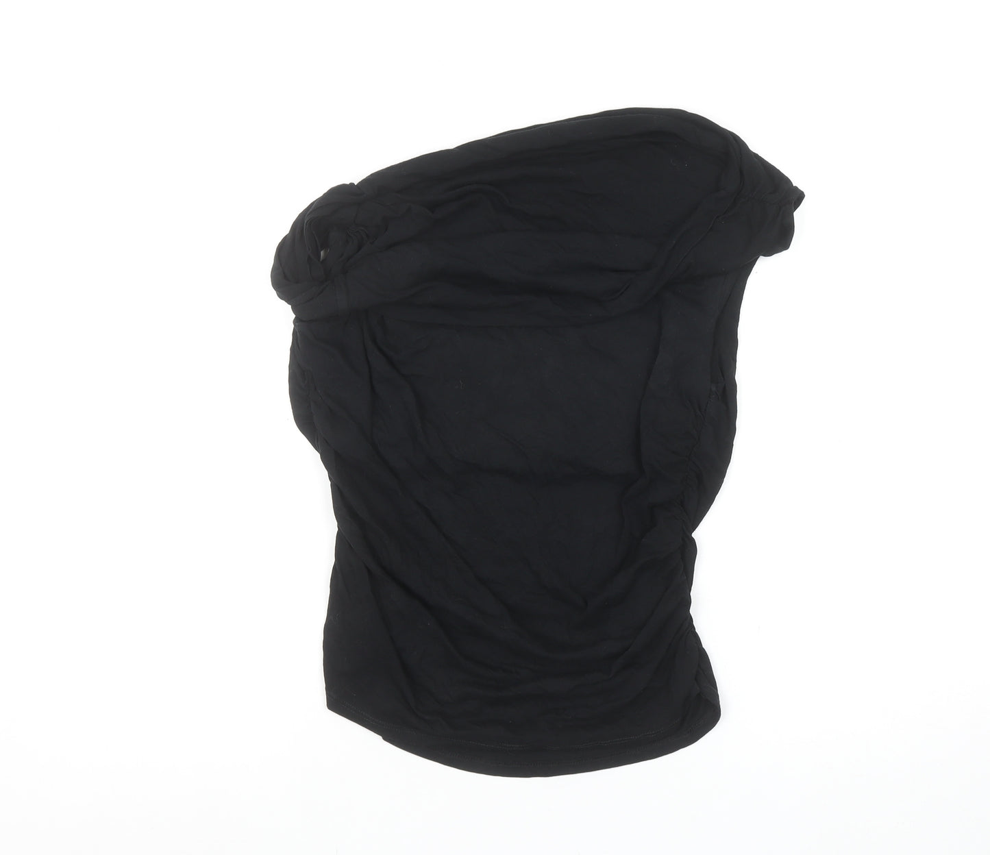 ZARA Women Black One Shoulder Camisole Top Size L Cotton Blend
