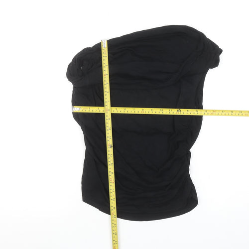 ZARA Women Black One Shoulder Camisole Top Size L Cotton Blend