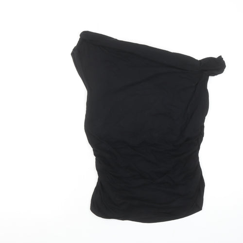 ZARA Women Black One Shoulder Camisole Top Size L Cotton Blend