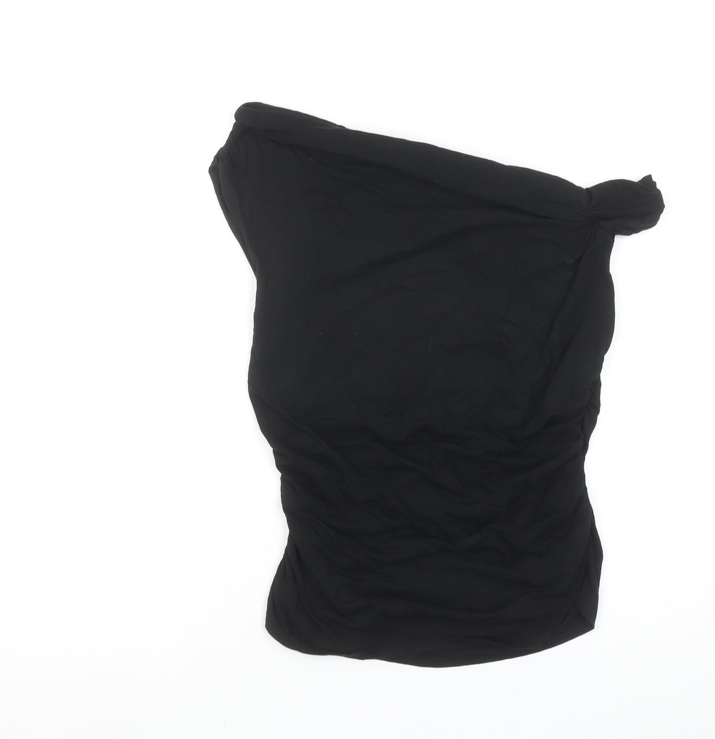 ZARA Women Black One Shoulder Camisole Top Size L Cotton Blend