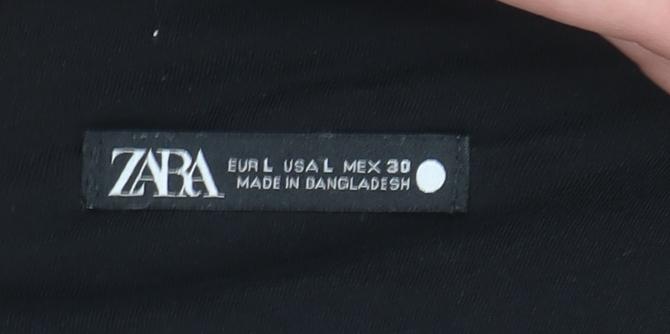 ZARA Women Black One Shoulder Camisole Top Size L Cotton Blend