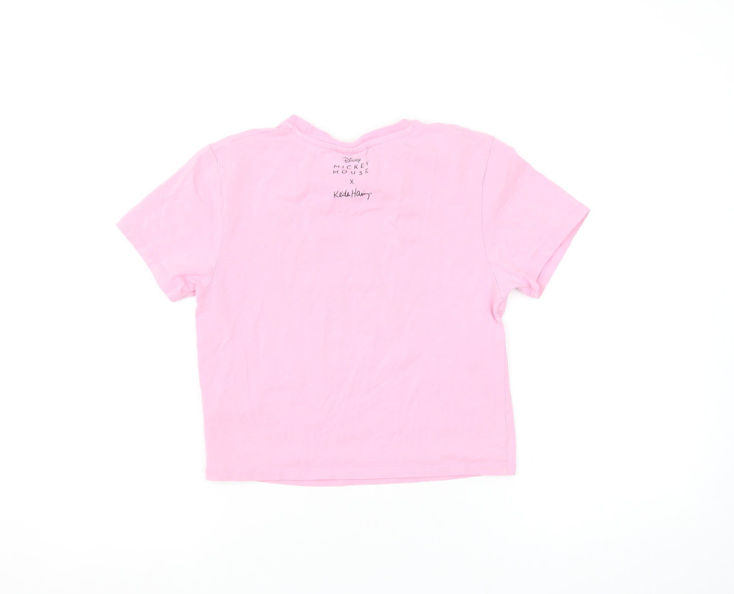 Disney Mickey Mouse x Keith Haring Girls Pink Cropped T-Shirt M