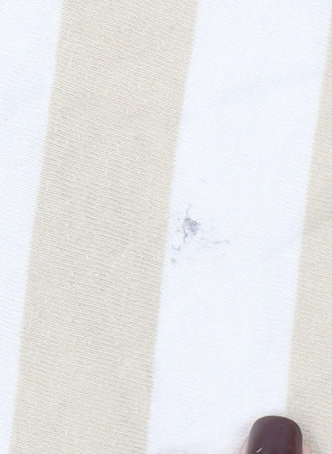 Topman Men's Beige White Striped XL Cotton Crew Neck T-Shirt