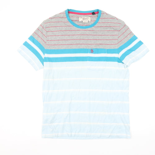 Original Penguin Men's Multicoloured Striped T-Shirt M Crew Neck Cotton