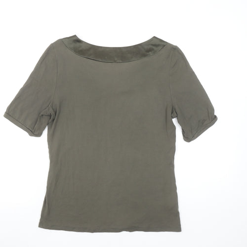 Viyella Womens Green Beaded Boat Neck Viscose T-Shirt Size S