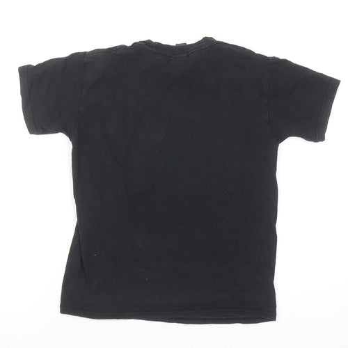 Gildan Boys Black Dinosaur Guitar Graphic T-Shirt Size S