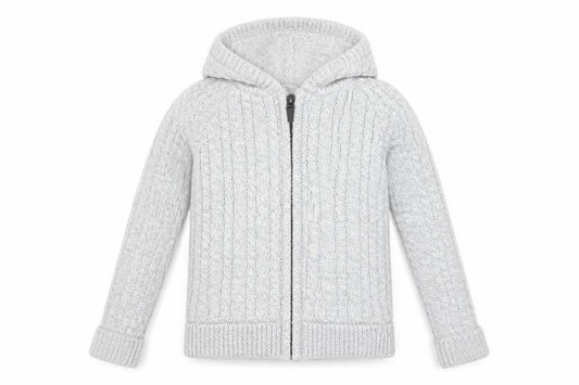 SoulCal & Co Boys Grey Hooded Cable-Knit Cardigan 9-10 Years Toggle Zip Warm