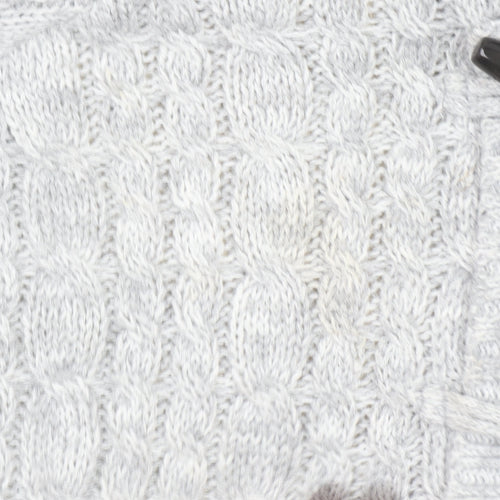 SoulCal & Co Boys Grey Hooded Cable-Knit Cardigan 9-10 Years Toggle Zip Warm