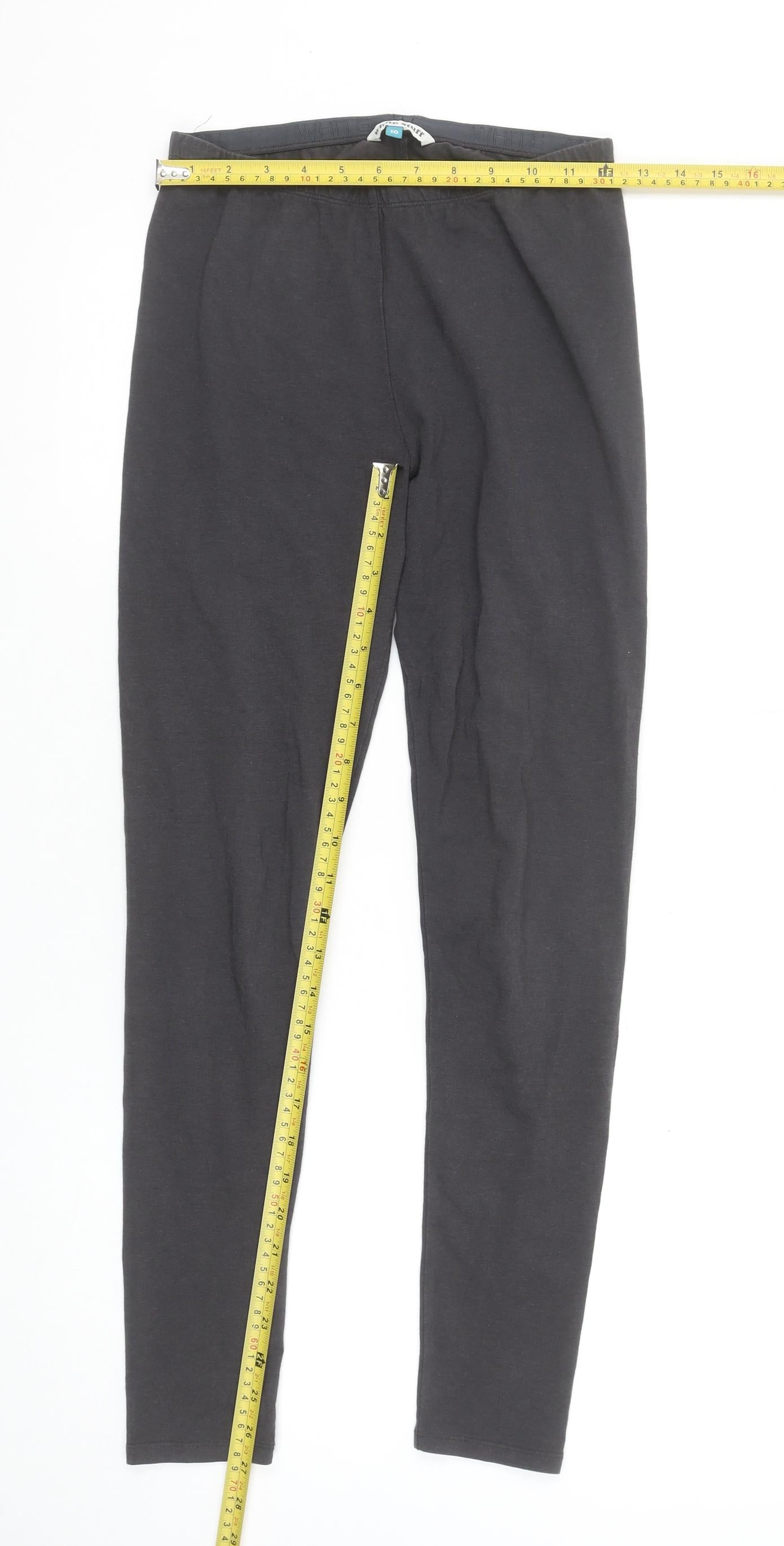 White Stuff Women Black Size 10 Ankle Leggings Cotton Blend