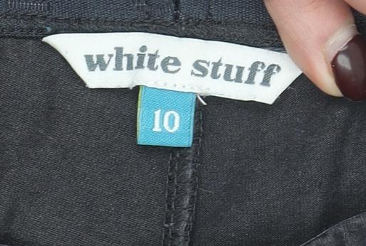 White Stuff Women Black Size 10 Ankle Leggings Cotton Blend