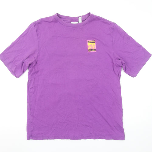 Adidas Womens Purple Graphic T-Shirt XS Short Sleeve Cotton