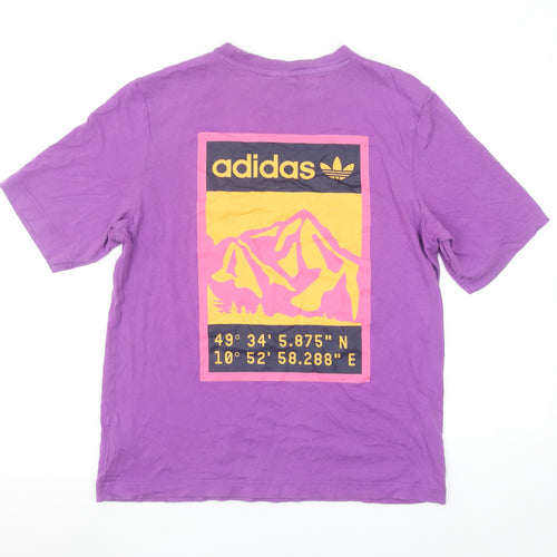 Adidas Womens Purple Graphic T-Shirt XS Short Sleeve Cotton