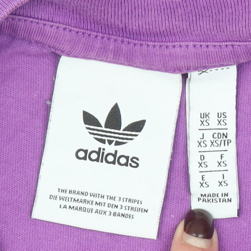 Adidas Womens Purple Graphic T-Shirt XS Short Sleeve Cotton