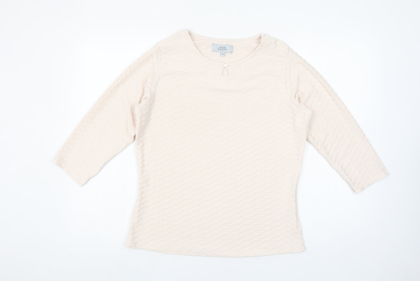 Honor Millburn Women’s Ivory 3/4 Sleeve Stretch Blouse Size 12