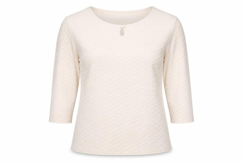 Honor Millburn Women’s Ivory 3/4 Sleeve Stretch Blouse Size 12