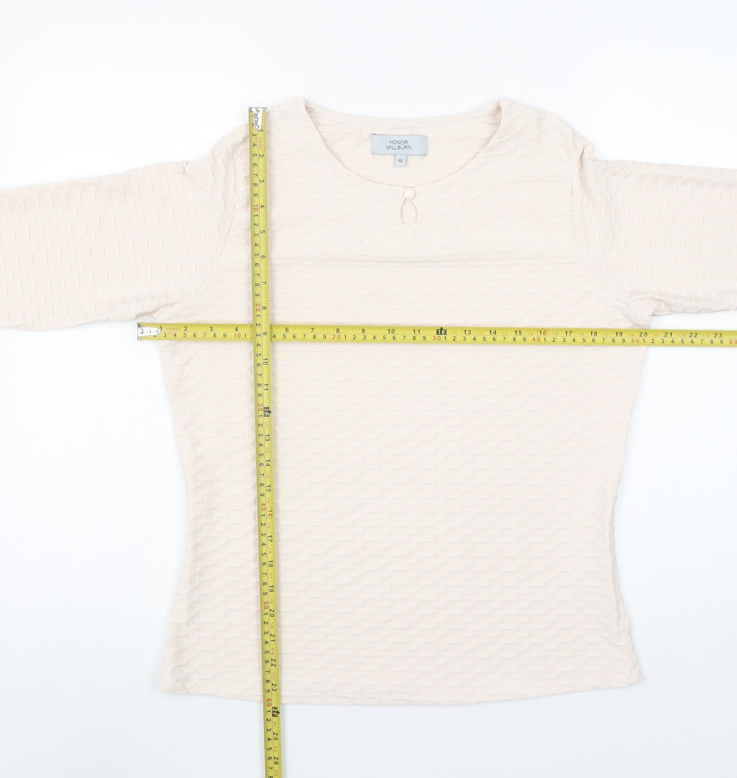 Honor Millburn Women’s Ivory 3/4 Sleeve Stretch Blouse Size 12