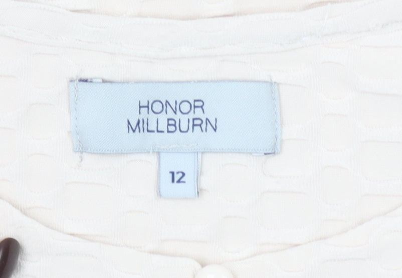 Honor Millburn Women’s Ivory 3/4 Sleeve Stretch Blouse Size 12