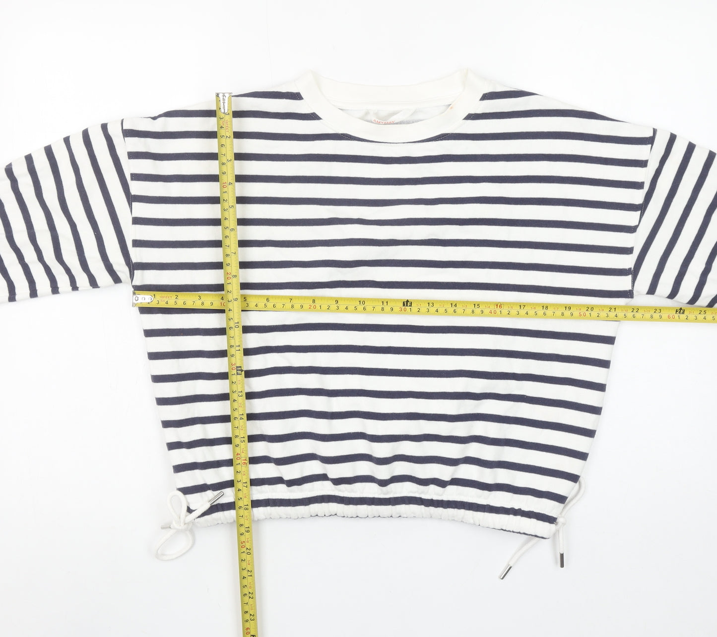 John Lewis ANYDAY Womens Navy Stripe Pullover Sweatshirt Small