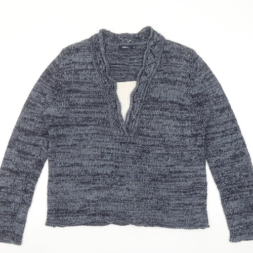 Dash Women's Blue Chunky Knit V-Neck Jumper Size 16