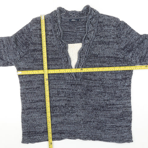 Dash Women's Blue Chunky Knit V-Neck Jumper Size 16