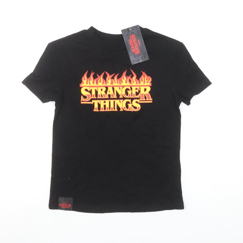 Marks and Spencer Girls Black Stranger Things Graphic T-Shirt 6-7 Years