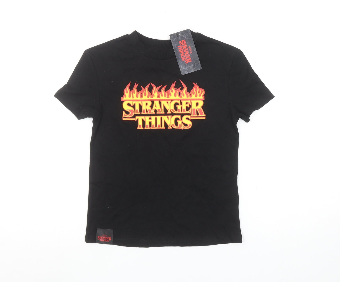 Marks and Spencer Girls Black Stranger Things Graphic T-Shirt 6-7 Years