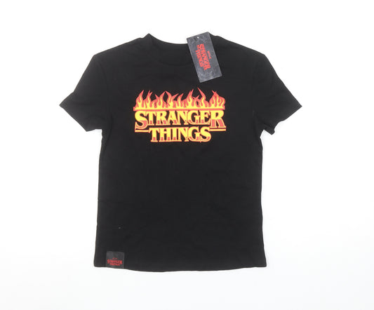 Marks and Spencer Girls Black Stranger Things Graphic T-Shirt 6-7 Years