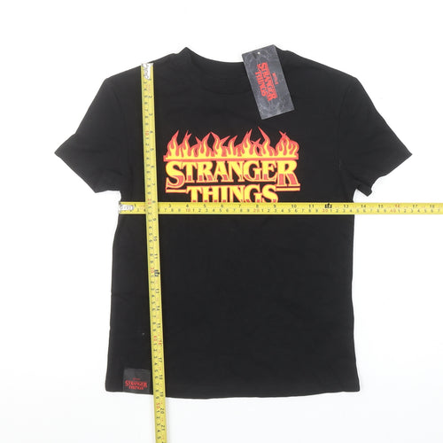 Marks and Spencer Girls Black Stranger Things Graphic T-Shirt 6-7 Years