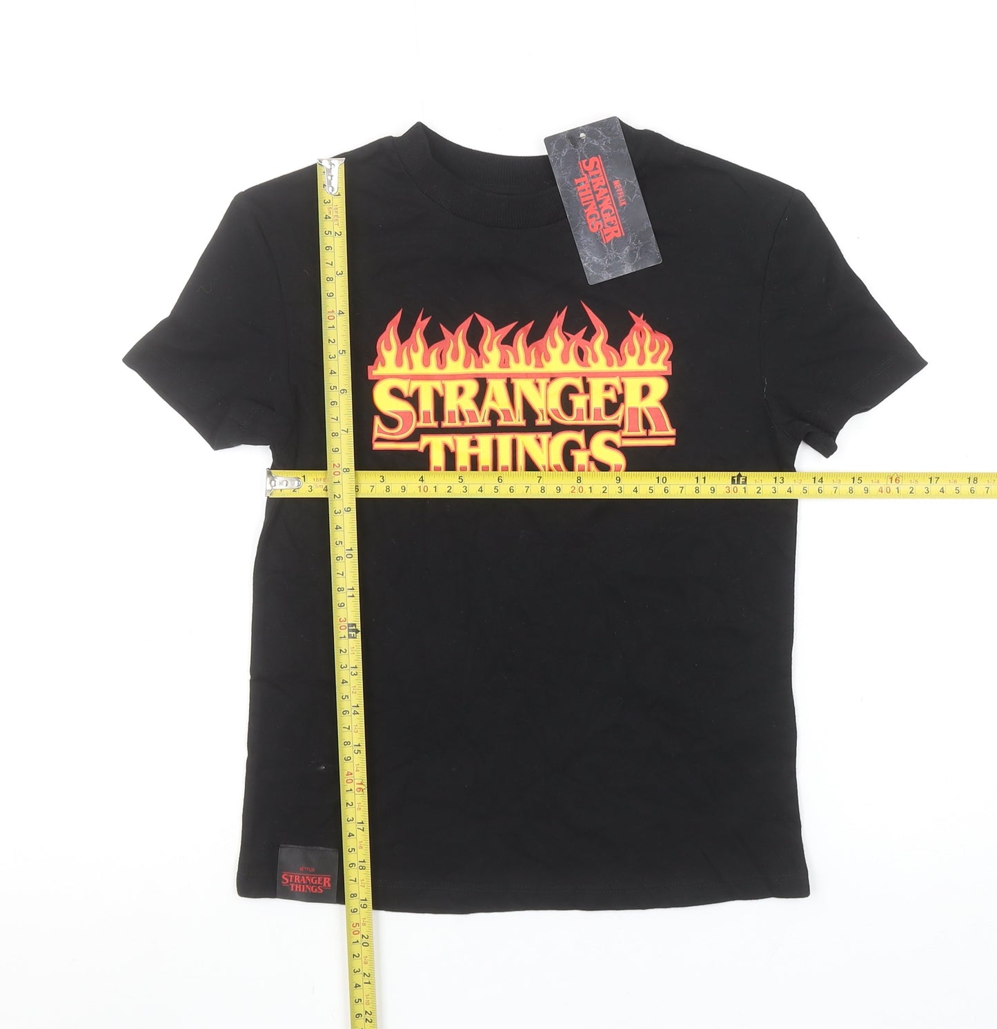 Marks and Spencer Girls Black Stranger Things Graphic T-Shirt 6-7 Years
