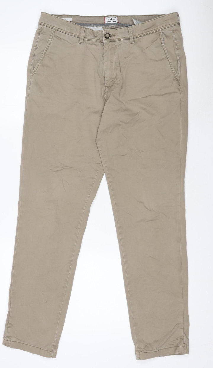 Jack & Jones Men's Beige Chino Trousers Size 30 Regular Fit