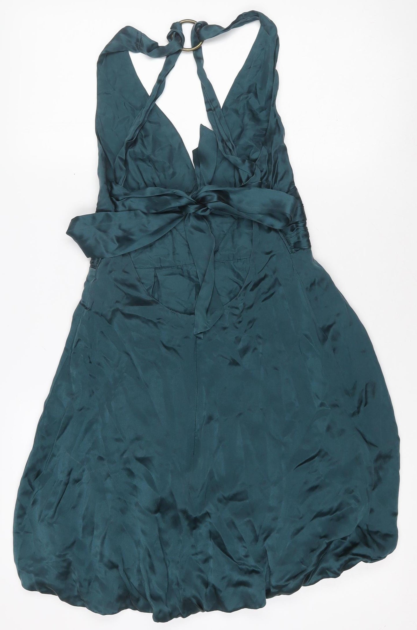 Warehouse Women’s Green Silk Halter Knee Length Party Dress Size 10