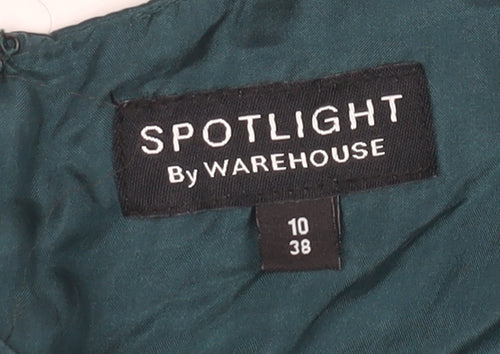 Warehouse Women’s Green Silk Halter Knee Length Party Dress Size 10