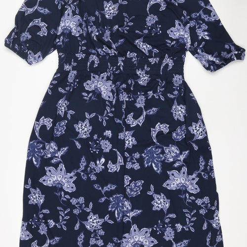 Julipa Women's Blue Floral A-Line Knee Length Dress Size 16