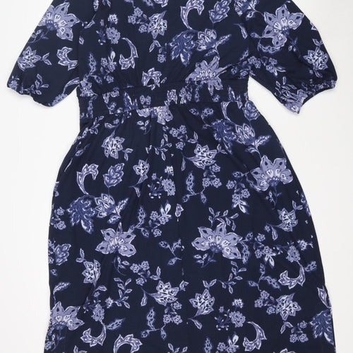 Julipa Women's Blue Floral A-Line Knee Length Dress Size 16